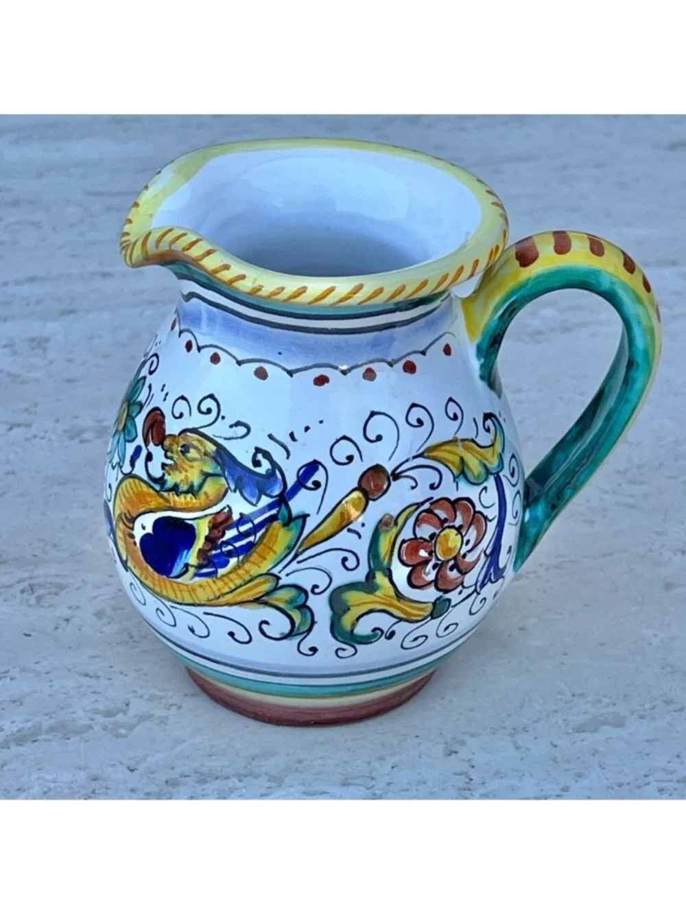 Signed S. Gimignano Hand-Painted Italy Sugar Bowl Creamer Tray Raphaellesco
